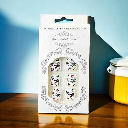 Summer Coconut Tree Press On Toenails Short Square Fake Toe Nails