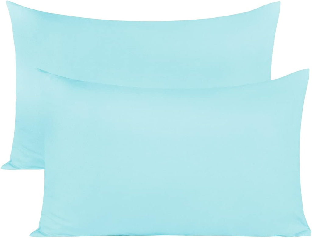 BEDSUM Microfiber Pillowcases Set of 2 - Soft, Wrinkle-Resistant, Easy Care | Aqua, 20x26 Inches