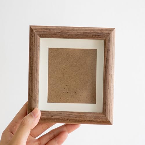 Walnut 4x4 Shadow Box Picture Frame - Solid Wood for Memorabilia