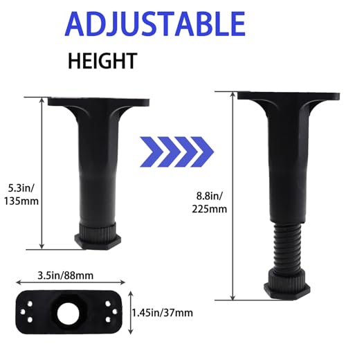 Adjustable Height Bed Support Legs Set - 5.3-8.8 Inch, 4 Pcs