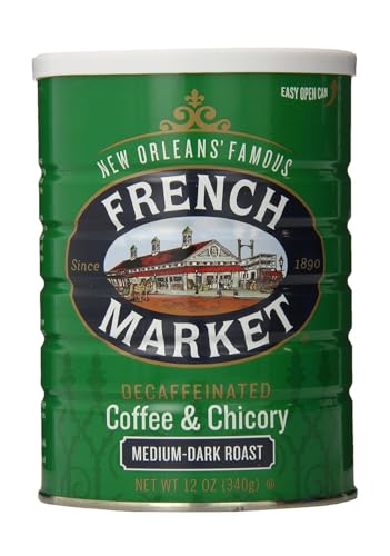 French Market Decaf Ground Coffee & Chicory, Medium-Dark Roast, 12oz