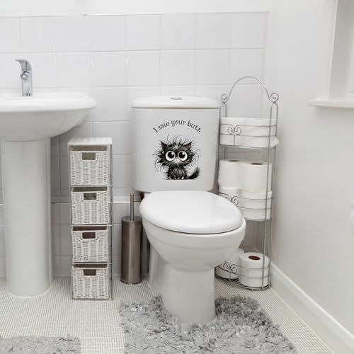 Funny Cat Toilet Seat Decal - I Saw Your Butt Prank Sticker