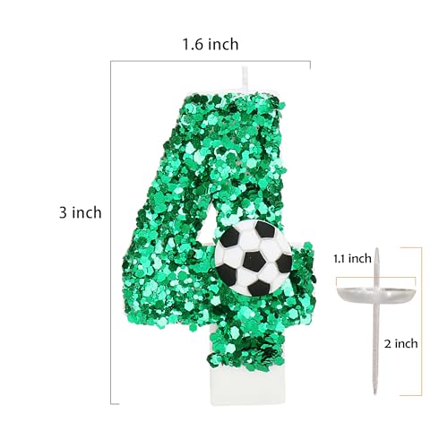 Number 4 Soccer Birthday Candle - 3 Inch Cake Topper for Sports Party