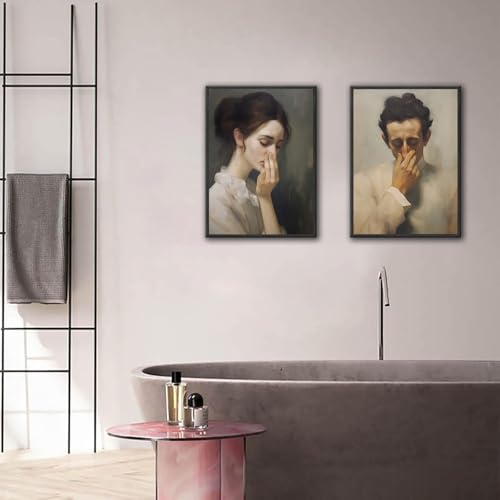 Funny Bathroom Wall Art Set - 2pcs 8x10 Humor Canvas Prints
