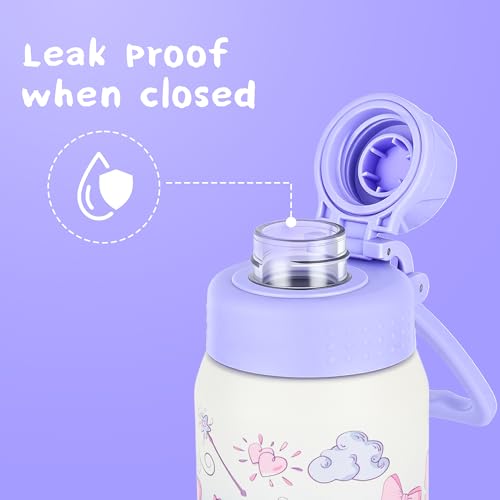 GOPPUS 17oz Insulated Water Bottle with Storage - Purple Bow, Leakproof Gym Hydration