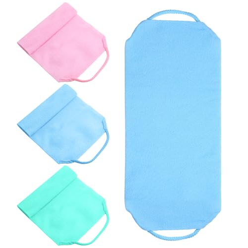 Macuezu 3-Piece Back Scrubber for Shower, Dual-Sided Exfoliating Towel