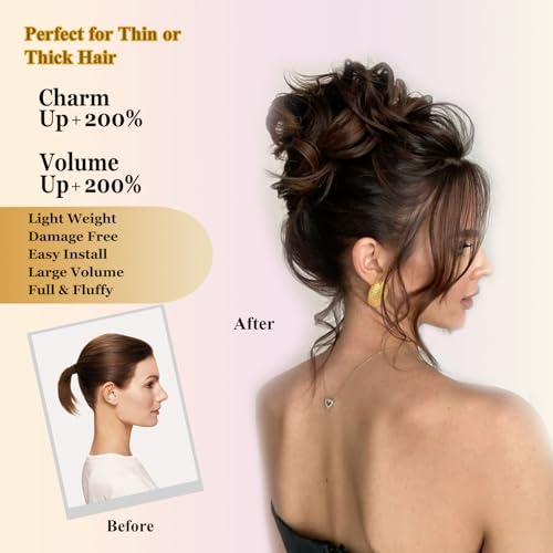 DATSRXI Large Messy Bun Hair Piece Synthetic Curly Updo Hair Scrunchie