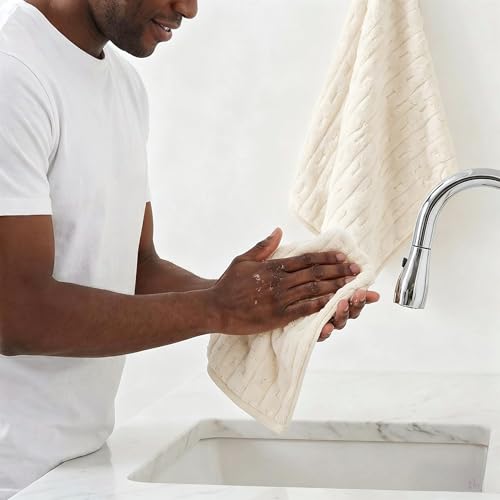 Microfiber Hand Towels 3 Pack with Hanging Loops - Quick Dry 14x29.6in (Beige)