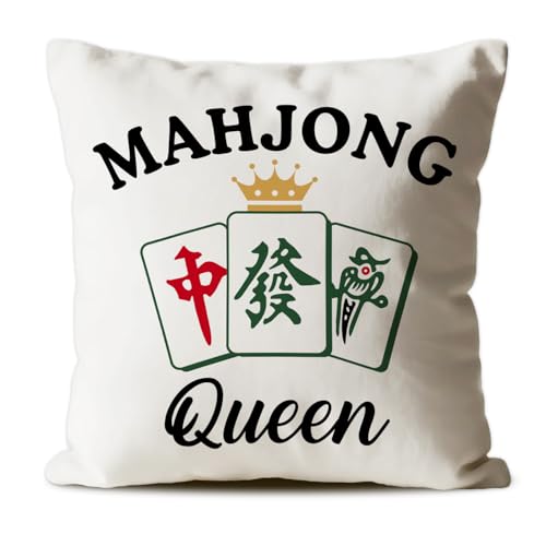 Mahjong Queen Throw Pillow Cover - 18x26 Velvet Cushion Case (Mahjong-01)