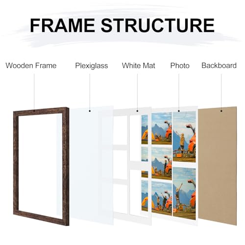 Vittanly Rustic Brown 11x14 Collage Picture Frame for Wall Mounting