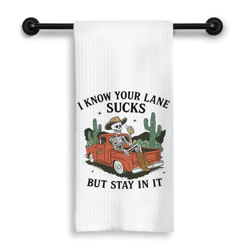Gothic Skeleton Cowboy Kitchen Dish Towels 16x24 Inch