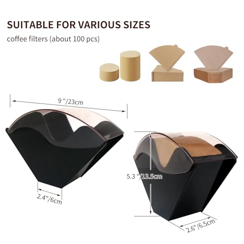 PADELE Black Coffee Filter Holder - Countertop Dispenser for 8-12 Cup Filters