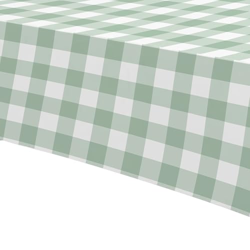 Sage Green Gingham Tablecloths - 3 Pack, 55 x 86in, Disposable