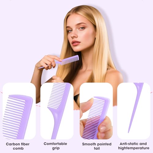 Rat Tail Comb Set - 3-Piece Fine Tooth Hair Styling & Parting Combs