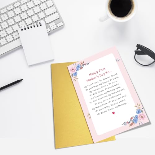 First Mother's Day Card from Baby - Romantic Poem Greeting Card for New Mom
