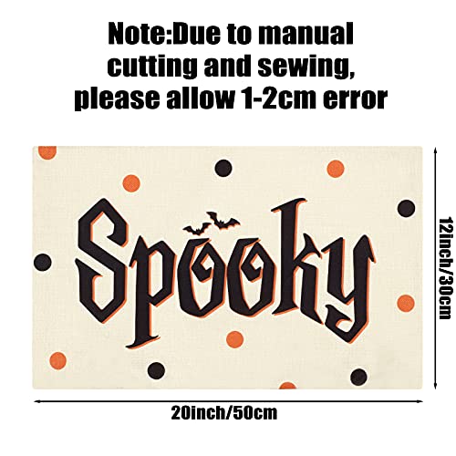 Halloween Pillow Covers Set - Spooky Boo Letter & Web Design, Linen Sofa Cushions, 20x12 Inches