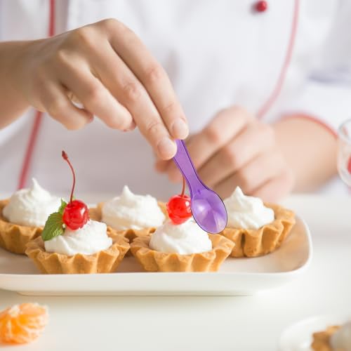 100 Pcs Mini Plastic Tasting Spoons Multicolor Dessert Ice Cream Spoons