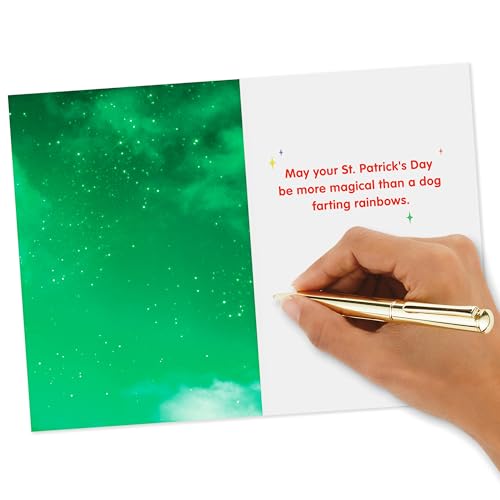 Funny St. Patrick's Day Card - Dog Tooting Rainbows
