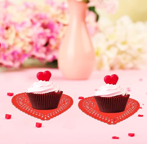 100 Heart Doilies - 4 Inch Valentine Paper Lace Cutouts Set