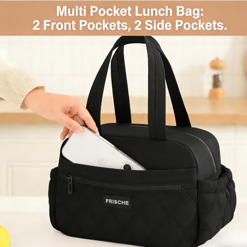 COOLOME Insulated Lunch Bag for Men & Women - Lightweight Quilted Design with Multiple Pockets