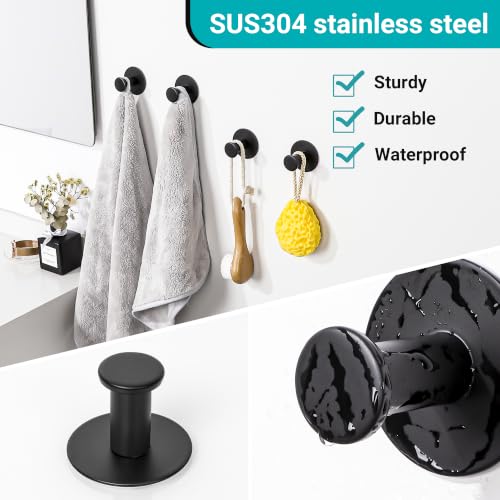 SAYAYO Matte Black Adhesive Wall Hook - Round Heavy Duty Stainless Steel