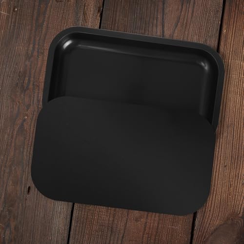 PYSEA Large Black Metal Tray with Magnetic Lid - 10.6 x 6.3 Inch Organizer