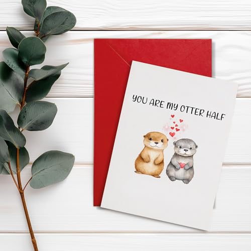 Cute Otter Christmas Card for Husband Wife Boyfriend Girlfriend - 8x5.3"