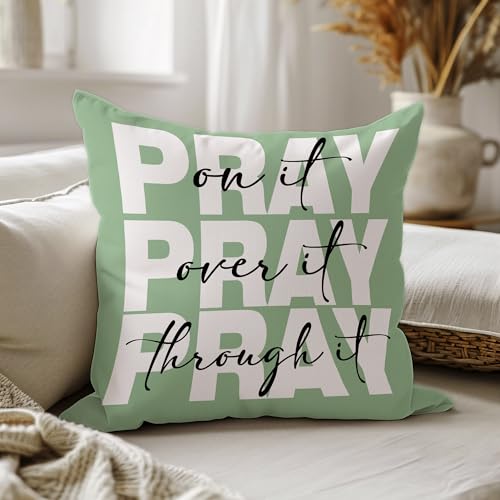 Sage Green Christian Scripture Throw Pillow Cover, 18x23in Bible Verse Decor