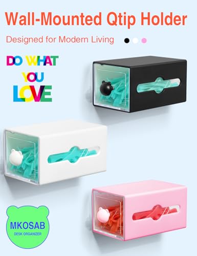 Wall-Mounted Qtip Holder for Bathroom Organization - 4 Pcs