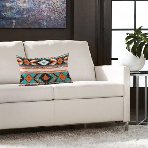 AOYEGO 12x20 Inch Aztec Throw Pillow Cover - Colorful Geometric Design
