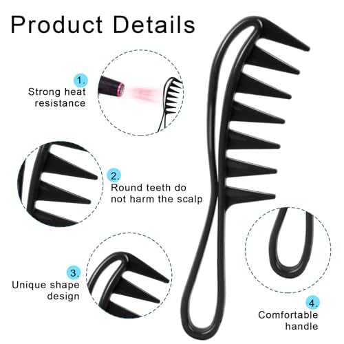 Mozeat Lens Wide Tooth Comb for Curly Hair, 2 Pack Anti-Static Shower Comb
