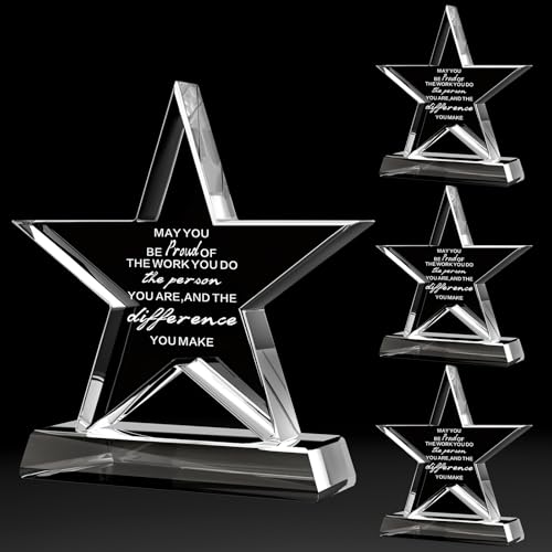 Wesiti Employee Appreciation Award Crystal Trophy - May You Be Proud of the Work You Do - 4 Pack, 5 Inches