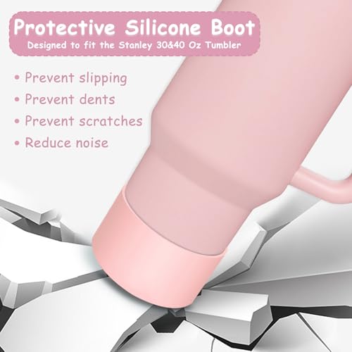 Pink Stanley Cup Accessories Set for 30/40 oz Tumblers - Straw Covers, Silicone Stopper, Handle Charm, Silicone Boot