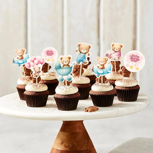 Ephlyn 36Pcs Baby Bear Cupcake Toppers for Baby Shower & Birthday