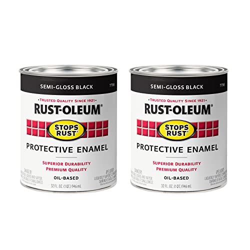 Rust-Oleum Stops Rust Semi-Gloss Black Paint, 2 Pack Quart