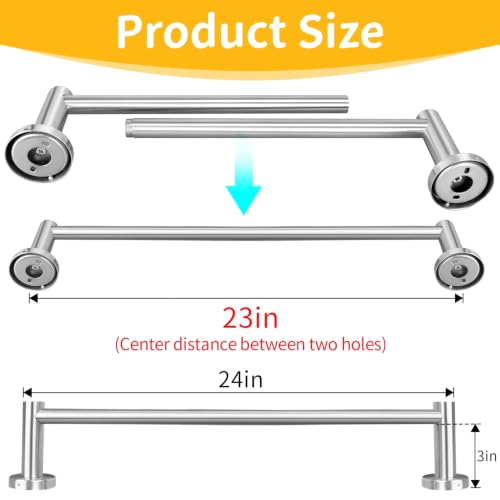 23 Inch Brushed Nickel Towel Bar - Wall Mounted Stainless Steel Design