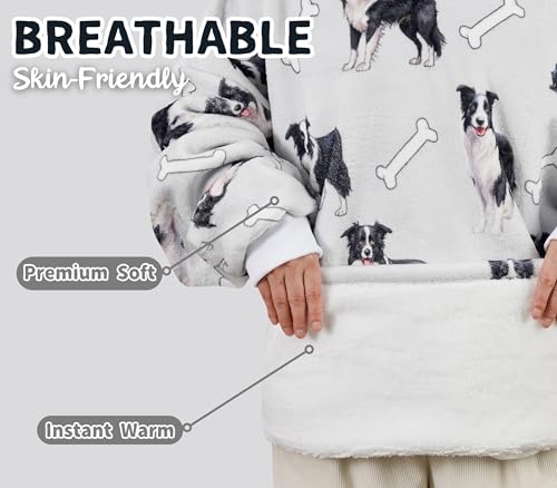 Border Collie Dog Blanket Hoodie - Cozy Gift for Dog Lovers, Christmas & Birthday