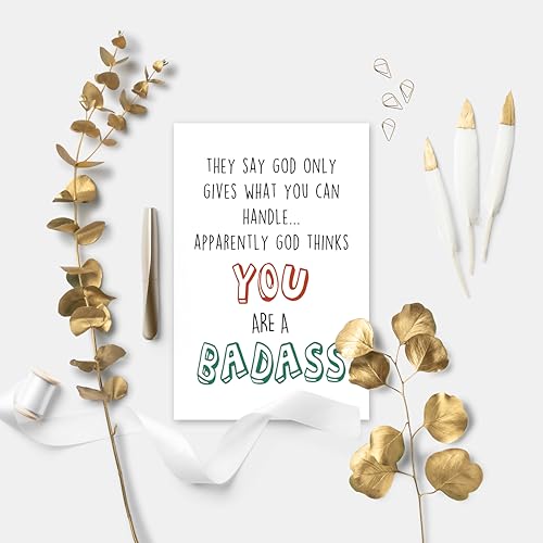 Badass Encouragement Card - Humorous Gift for Cancer Survivors