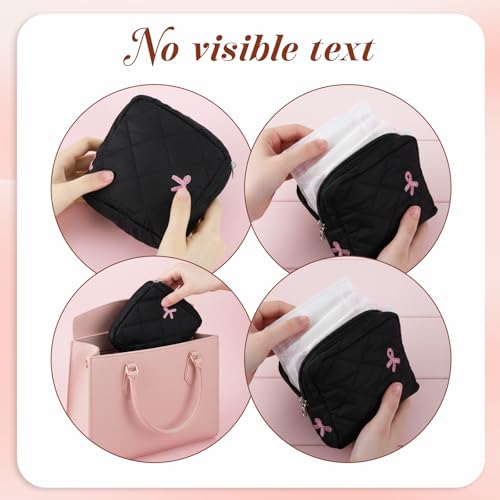 JJUNW Portable Period Bag Cute Bow Tie Sanitary Pouch for Travel