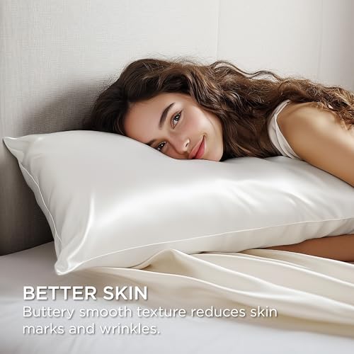 Bedsure Satin Pillowcase Set with Zipper – Soft & Silky 20x26