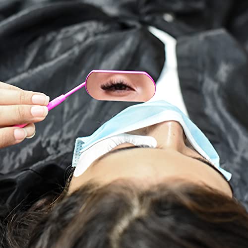 SIVOTE Stainless Steel Eyelash Extension Mirror for Lash Techs - Pink