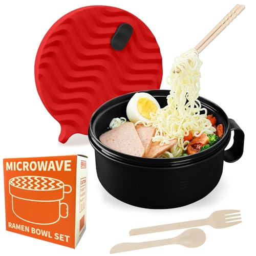 RORBAM 48 oz Microwave Ramen Cooker Bowl - BPA-Free Noodle Maker - Red