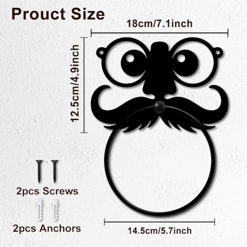 Eye Beard Towel Ring Wall Organizer Vintage Metal Towel Holder - Black