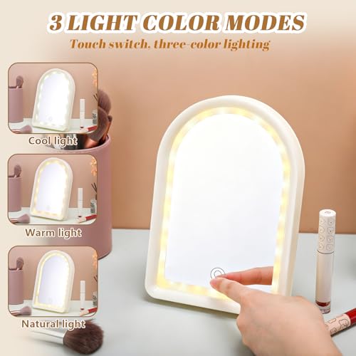 Junkin LED Makeup Mirror Set with Light & Hairbrushes - 3 Pcs