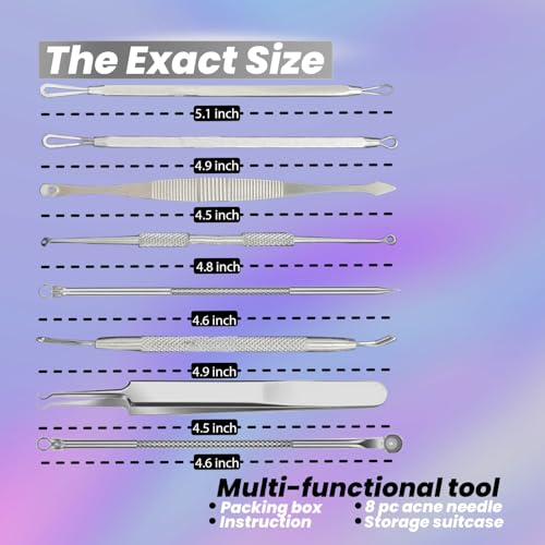 8-Piece Blackhead Remover & Acne Extractor Tool Kit in Stainless Steel