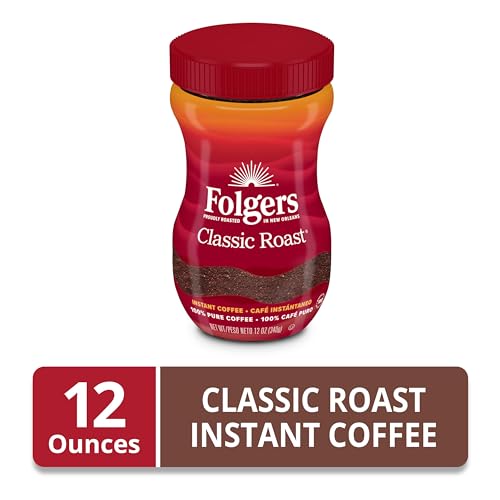 Folgers Classic Roast Instant Coffee 12 Oz Jar - Smooth Flavor