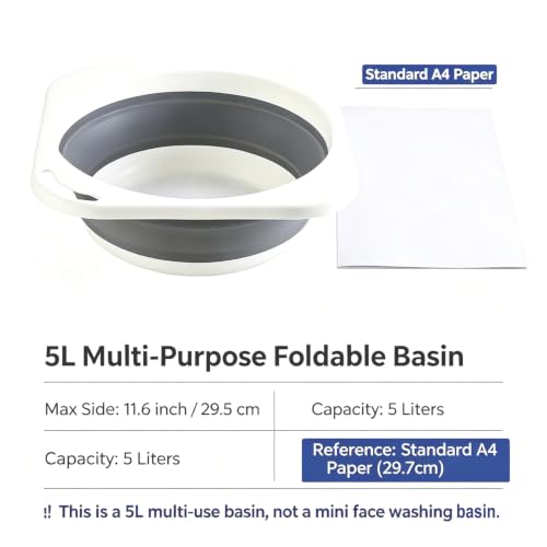 Collapsible Plastic Wash Basin 5L - Space Saving Kitchen Dishpan