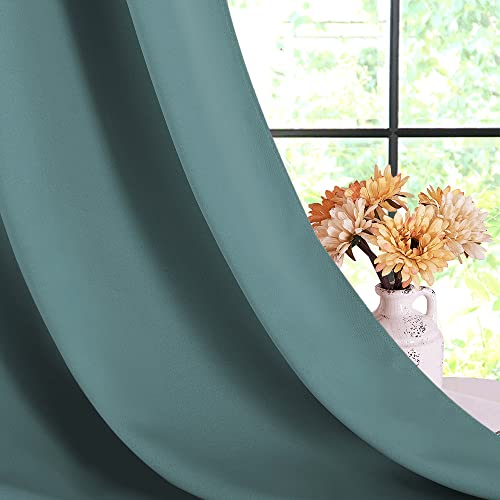 NICETOWN Greyish Blue Blackout Curtains, 42"x80" (Pack of 2) - Noise Reducing, Thermal Insulated