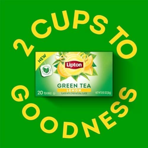 Lipton Lemon Green Tea Bags - Unsweetened & Flavored, 20 Count