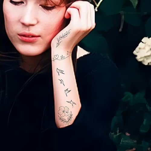 VibesHood Large Temporary Tattoos - Waterproof Flower, Heart & Moon Designs